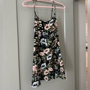 Floral black mini dress
